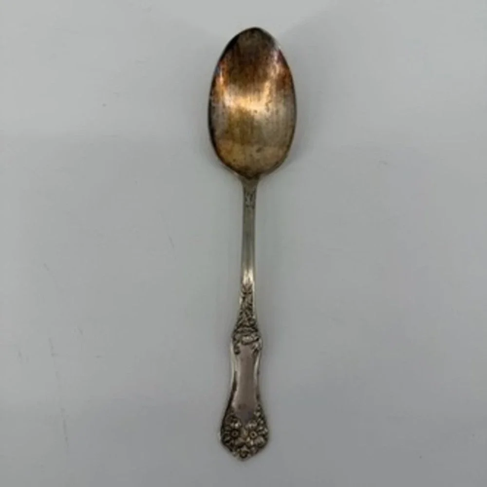 Wm Rogers and Son Silver Plate Apple Blossom Flower Spoon 8